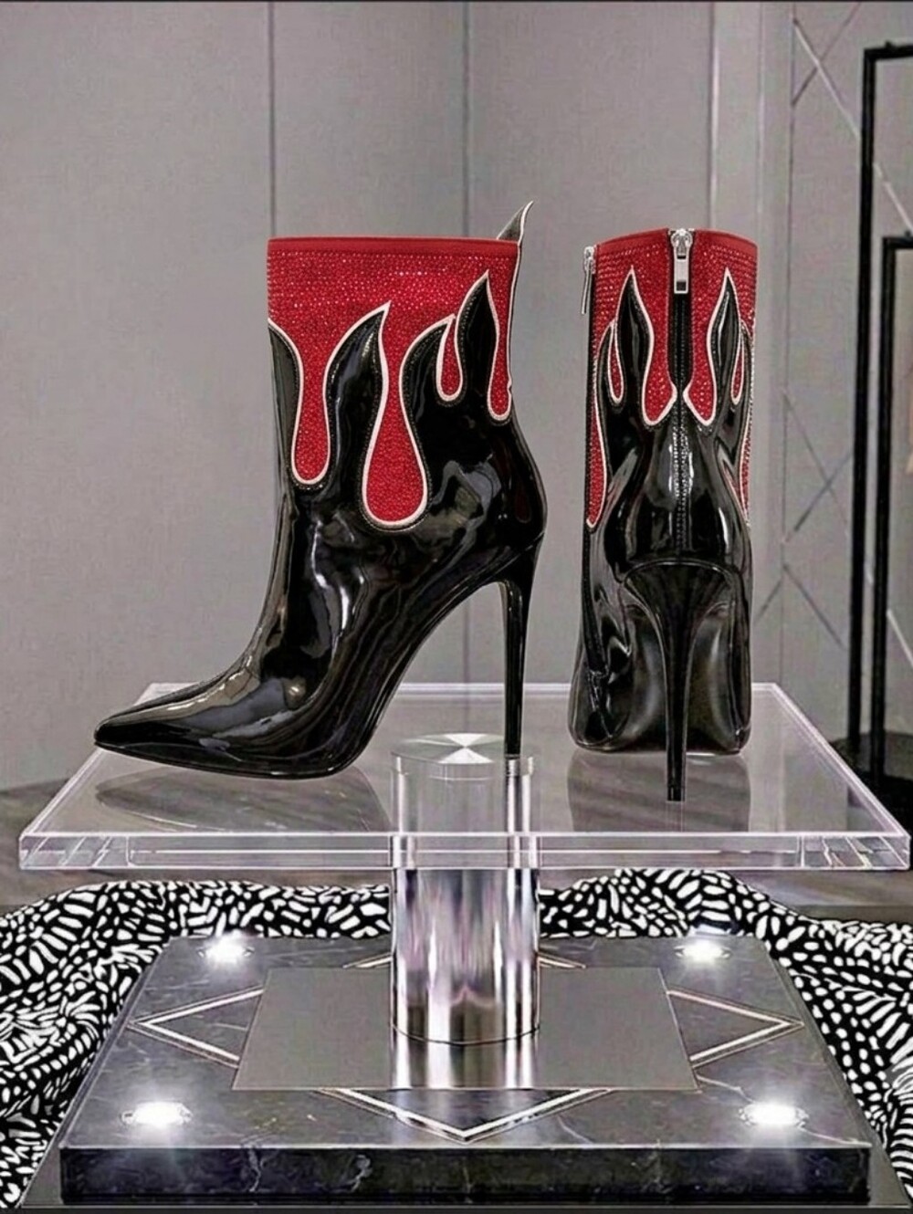 Azalea Wang Wild Side Stiletto Boot Pointed toe ankle length, front zipper